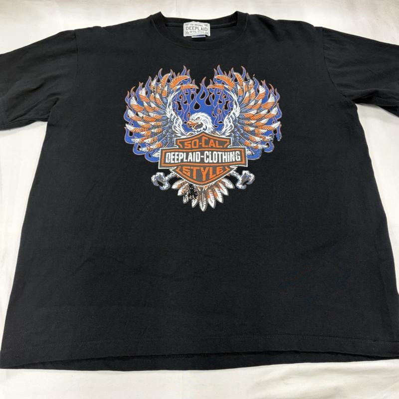 古着 USED Tシャツ 半袖 DEEPLAND 半袖 イーグル グラフィック ロゴ プリント Tシャツ XL プリント 黒 / ブラック / black X 紺 / ネイビー / navy X 白 / ホワイト / white X 橙 / オレンジ / orange メンズ USED 古着 中古 50160687