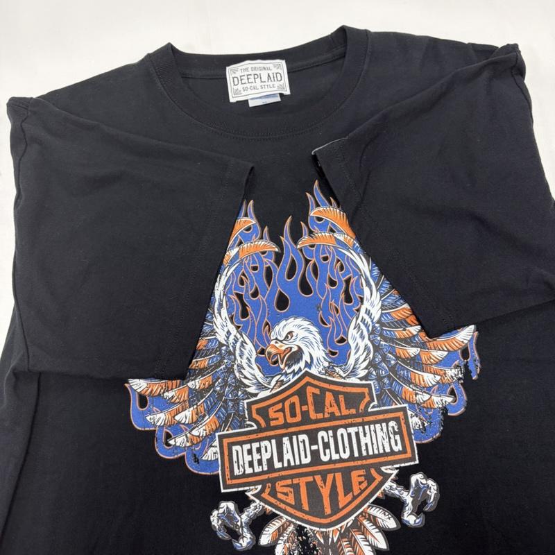 古着 USED Tシャツ 半袖 DEEPLAND 半袖 イーグル グラフィック ロゴ プリント Tシャツ XL プリント 黒 / ブラック / black X 紺 / ネイビー / navy X 白 / ホワイト / white X 橙 / オレンジ / orange メンズ USED 古着 中古 50160687