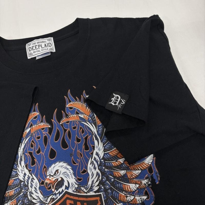 古着 USED Tシャツ 半袖 DEEPLAND 半袖 イーグル グラフィック ロゴ プリント Tシャツ XL プリント 黒 / ブラック / black X 紺 / ネイビー / navy X 白 / ホワイト / white X 橙 / オレンジ / orange メンズ USED 古着 中古 50160687