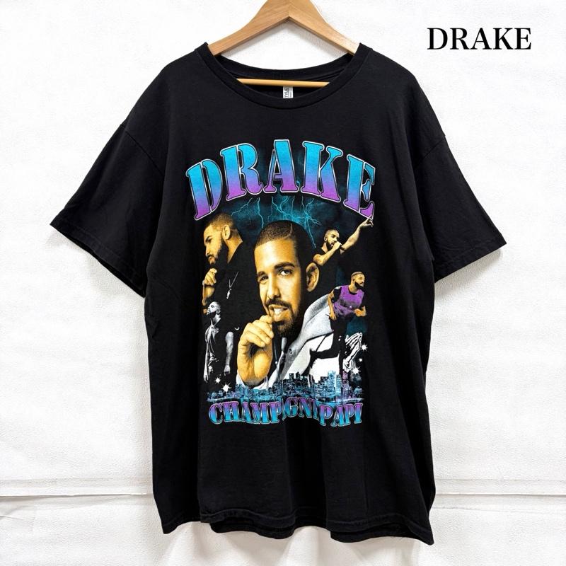 古着 USED Tシャツ 半袖 DRAKE ラップ ラッパー 半袖 グラフィック Tシャツ ロゴ プリント ストリート XL ロゴ、文字 X プリント 黒 / ブラック / black X 水色 / ライトブルー / X 紫 / パープル / purple メンズ USED 古着 中古 50160690