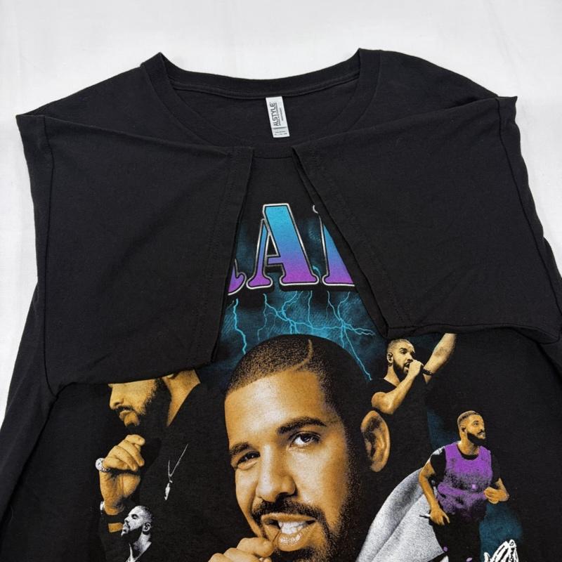 古着 USED Tシャツ 半袖 DRAKE ラップ ラッパー 半袖 グラフィック Tシャツ ロゴ プリント ストリート XL ロゴ、文字 X プリント 黒 / ブラック / black X 水色 / ライトブルー / X 紫 / パープル / purple メンズ USED 古着 中古 50160690