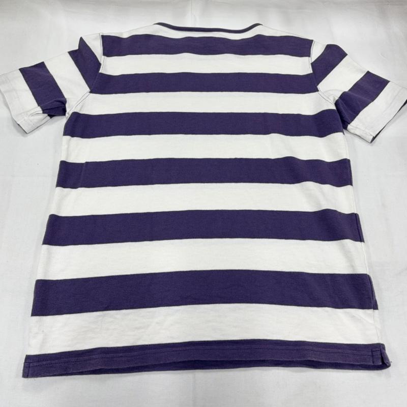 古着 USED Tシャツ 半袖 Tieasy ティージー 半袖 ボーダー ボートネック ポケット Tシャツ 4 ボーダー柄 白 / ホワイト / white X 紫 / パープル / purple メンズ USED 古着 中古 50160694