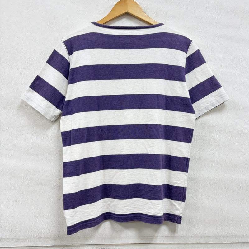 古着 USED Tシャツ 半袖 Tieasy ティージー 半袖 ボーダー ボートネック ポケット Tシャツ 4 ボーダー柄 白 / ホワイト / white X 紫 / パープル / purple メンズ USED 古着 中古 50160694
