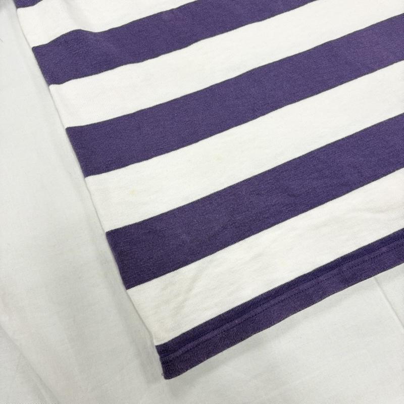 古着 USED Tシャツ 半袖 Tieasy ティージー 半袖 ボーダー ボートネック ポケット Tシャツ 4 ボーダー柄 白 / ホワイト / white X 紫 / パープル / purple メンズ USED 古着 中古 50160694