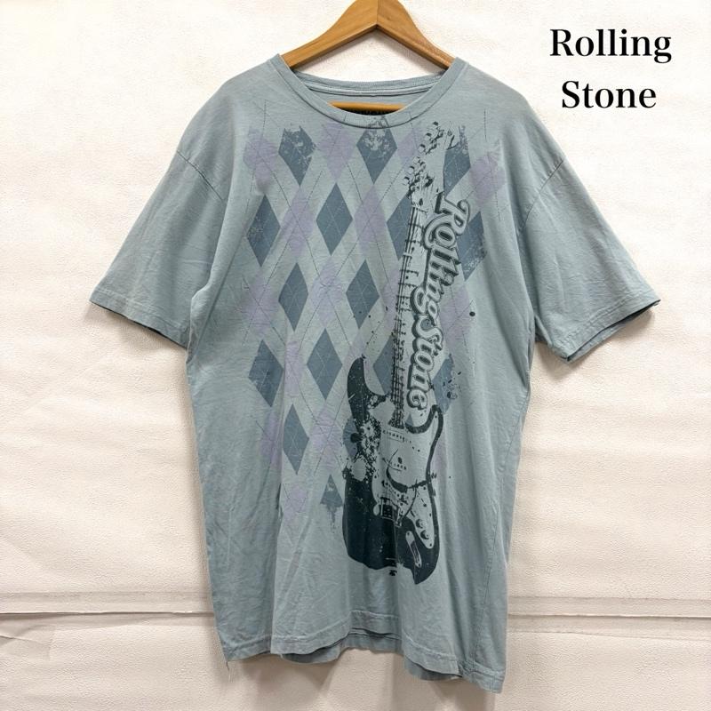 古着 USED Tシャツ 半袖 Rolling Stones ローリングストーンズ 半袖 プリント Tシャツ アーガイル L プリント X ロゴ、文字 水色 / ライトブルー / メンズ USED 古着 中古 50160699