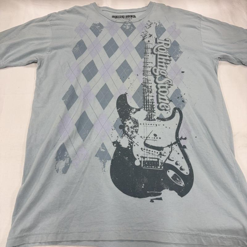 古着 USED Tシャツ 半袖 Rolling Stones ローリングストーンズ 半袖 プリント Tシャツ アーガイル L プリント X ロゴ、文字 水色 / ライトブルー / メンズ USED 古着 中古 50160699