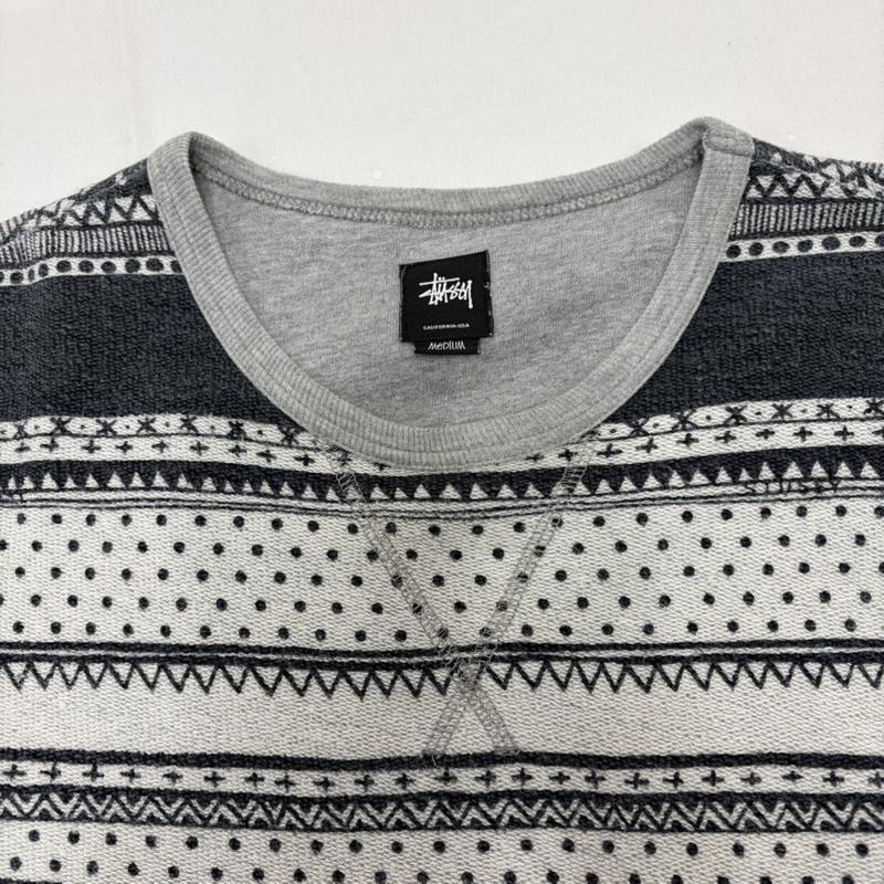 ステューシー STUSSY トレーナー 半袖 半袖 スウェット トレーナー 幾何学模様 総柄 ロゴ M 総柄 X 幾何柄 X ロゴ、文字 灰 / グレー / gray X 紺 / ネイビー / navy メンズ USED 古着 中古 50160704