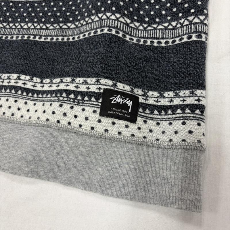 ステューシー STUSSY トレーナー 半袖 半袖 スウェット トレーナー 幾何学模様 総柄 ロゴ M 総柄 X 幾何柄 X ロゴ、文字 灰 / グレー / gray X 紺 / ネイビー / navy メンズ USED 古着 中古 50160704
