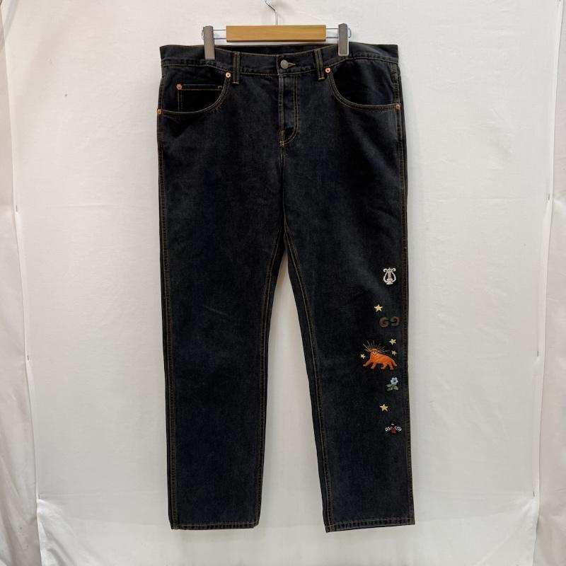グッチ GUCCI パンツ デニム、ジーンズ 刺繍 ロゴ エンブロイダリー ブラックデニム 408637 size:39 - メンズ USED 古着 中古 50160706