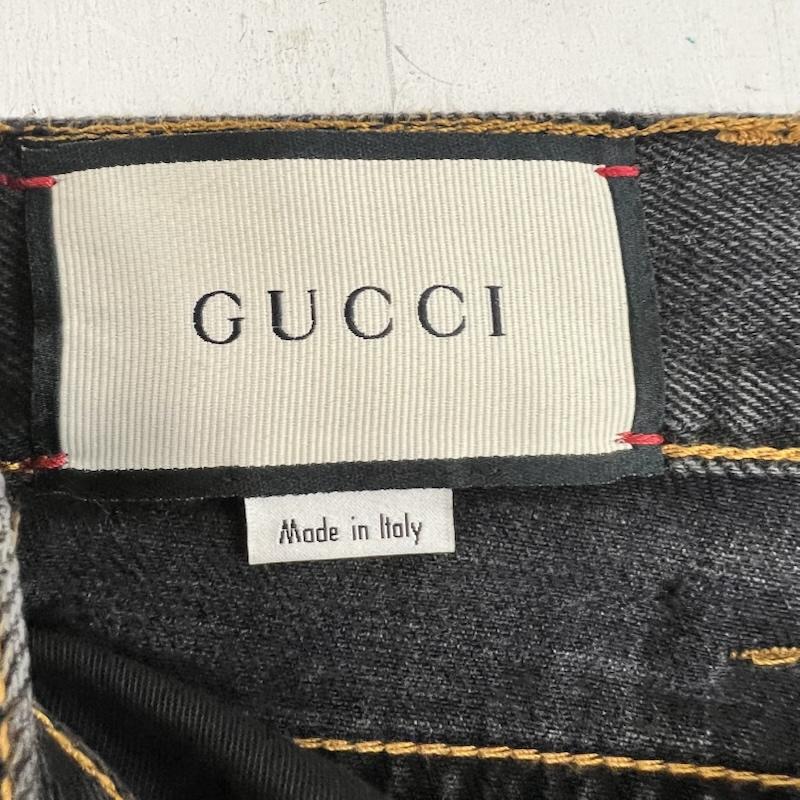 グッチ GUCCI パンツ デニム、ジーンズ 刺繍 ロゴ エンブロイダリー ブラックデニム 408637 size:39 - メンズ USED 古着 中古 50160706