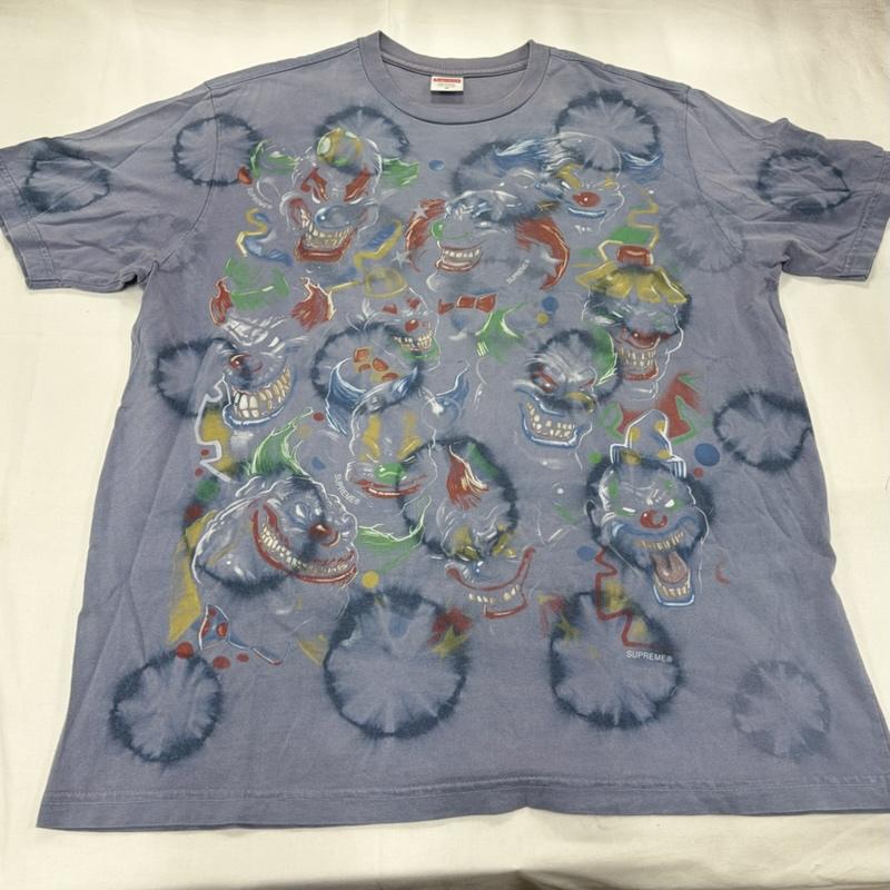 シュプリーム Supreme Tシャツ 半袖 2019AW Clowns Tee 半袖 ピエロ プリント Tシャツ ブリーチ加工 ロゴ M プリント X 総柄 X ロゴ、文字 マルチカラー / マルチカラー / multicolor メンズ USED 古着 中古 50160707