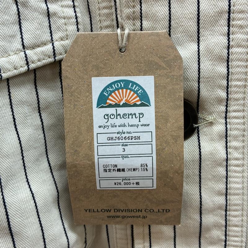 ゴーヘンプ GOHEMP ジャケット、上着 ジャンパー、ブルゾン ストライプ ノーカラー カバーオール エンジニア ワーク ジャケット 3 メンズ USED 古着 中古 50160730