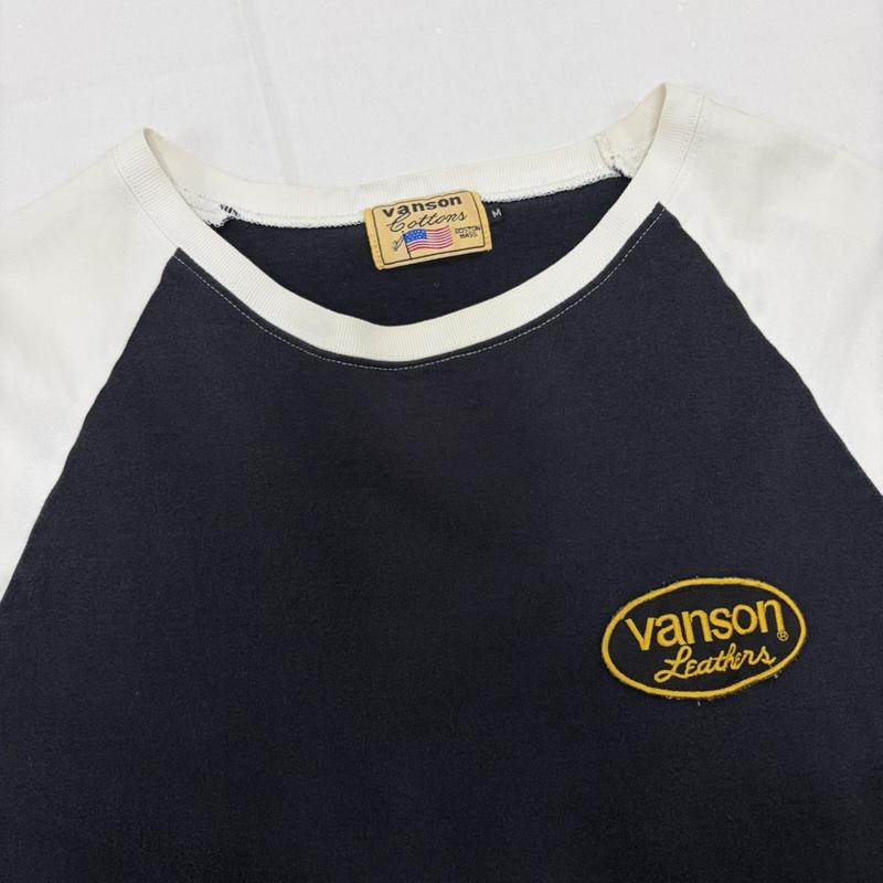 ヴァンソン VANSON Tシャツ 半袖 半袖 ラグラン Tシャツ ロゴ 刺繍 ワッペン パッチ バックプリント フェード M ロゴ、文字 X 刺繍 X プリント 黒 / ブラック / black X 白 / ホワイト / white X 黄 / イエロー / yellow X 灰 / グレー / gray メンズ USED 古着 中古 50160732