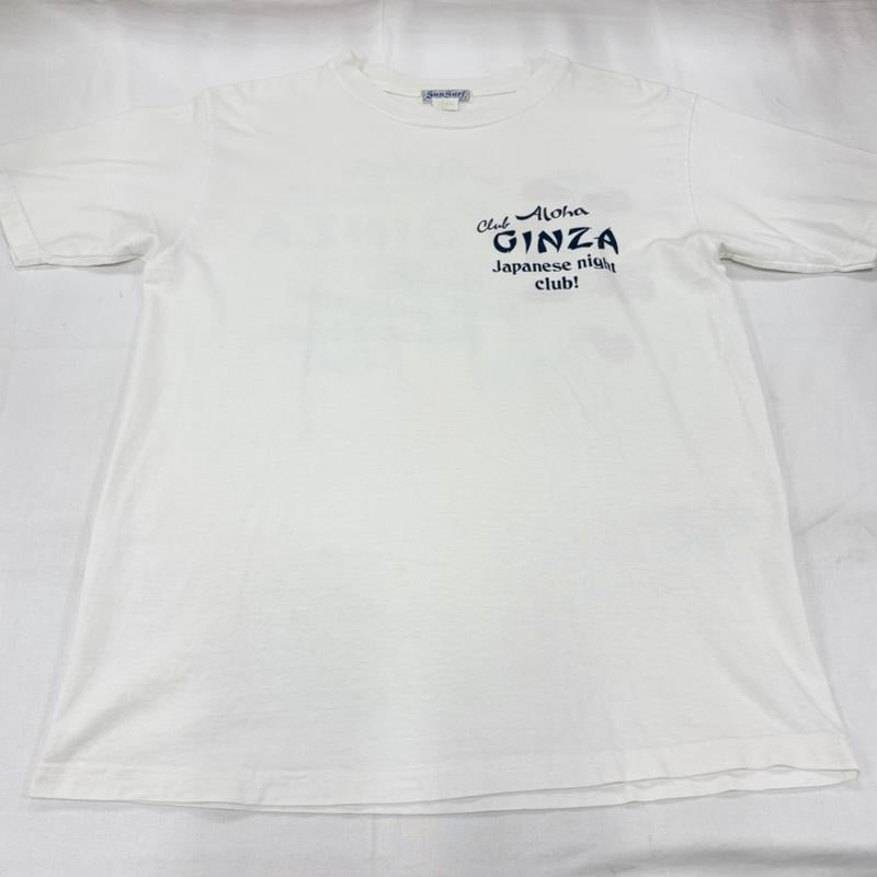 サンサーフ SUN SURF Tシャツ 半袖 GINZA 半袖 バックプリント Tシャツ ロゴ プリント ハワイ アロハ S ロゴ、文字 X プリント 白 / ホワイト / white X 紺 / ネイビー / navy X 青 / ブルー / blue X 赤 / レッド / red メンズ USED 古着 中古 50160734