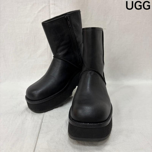 アグ UGG ブーツ ショートブーツ CITYFUNC MID 厚底 プラットフォーム ブーツ black US7.5/24.5cm US：7.5 ロゴ、文字 黒 / ブラック / black レディース USED 古着 中古 50160739