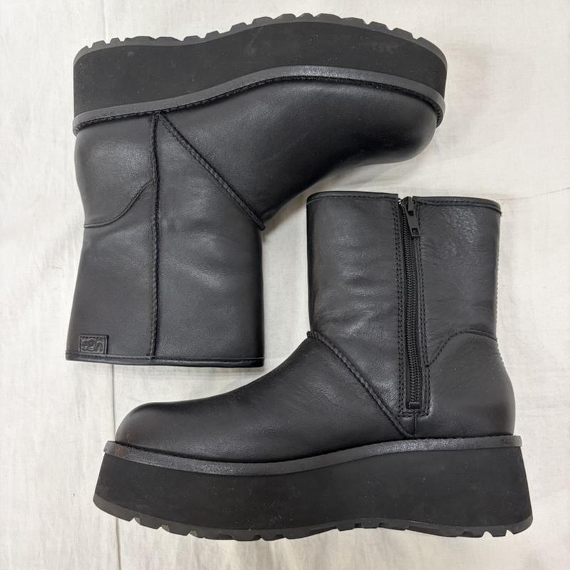 アグ UGG ブーツ ショートブーツ CITYFUNC MID 厚底 プラットフォーム ブーツ black US7.5/24.5cm US：7.5 ロゴ、文字 黒 / ブラック / black レディース USED 古着 中古 50160739