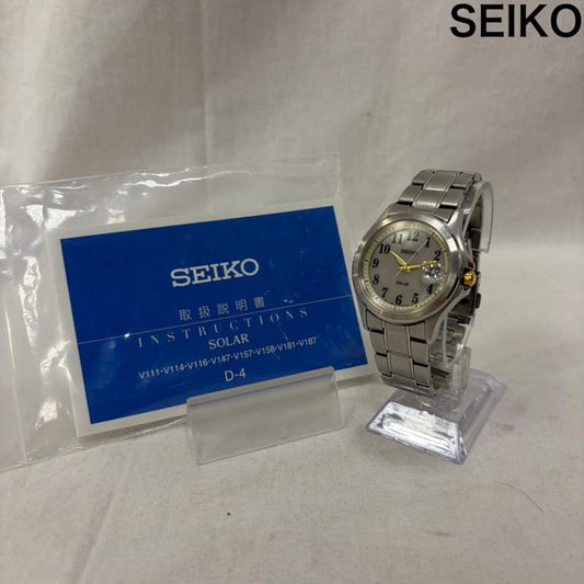 セイコー SEIKO 腕時計 アナログ（クォーツ式） v147-0ah0 ソーラー腕時計 シルバー 10BAR - 銀 / シルバー / silver color メンズ USED 古着 中古 50160746