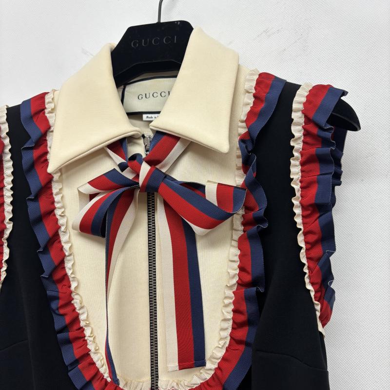 グッチ GUCCI ワンピース ロングスカート ワンピース トリコロール カラーリボン リボン ノースリーブ 501481-X7A97 S 黒 / ブラック / black レディース USED 古着 中古 50160749