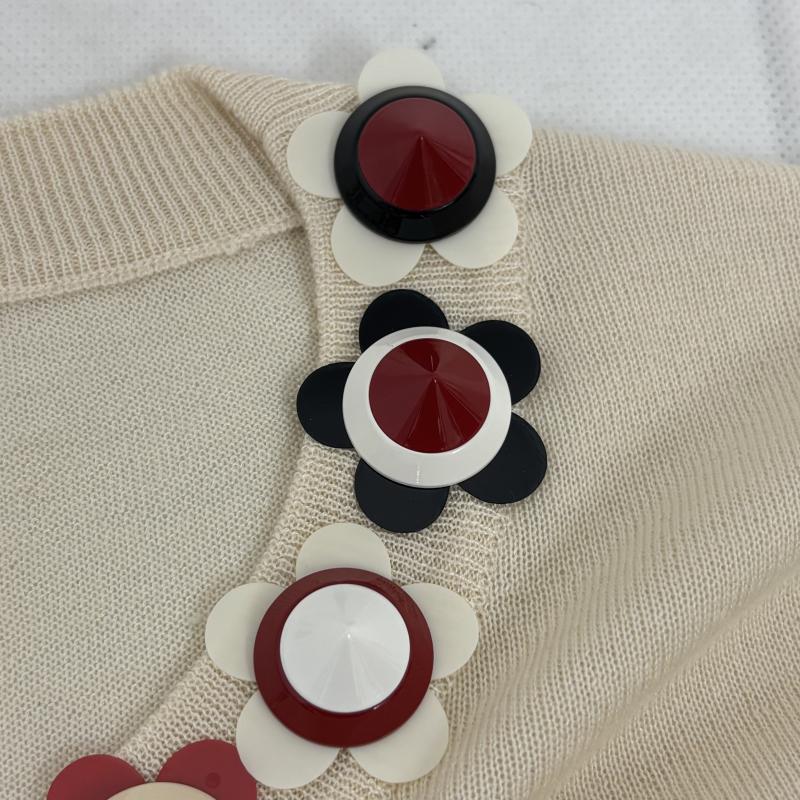 フェンディ FENDI ニット、セーター 長袖 フラワースタッズ トップス ニット カシミア混 薄手 38 白 / ホワイト / white レディース USED 古着 中古 50160750