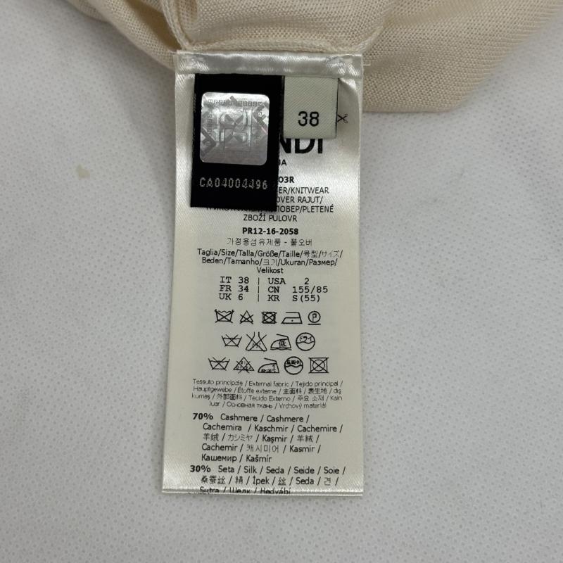 フェンディ FENDI ニット、セーター 長袖 フラワースタッズ トップス ニット カシミア混 薄手 38 白 / ホワイト / white レディース USED 古着 中古 50160750