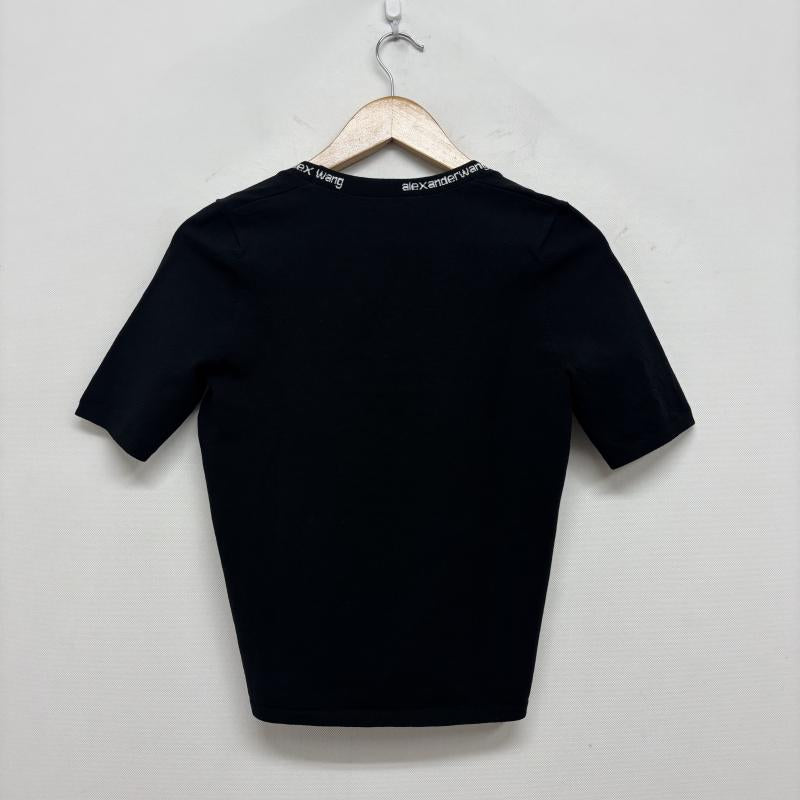 アレキサンダーワン ALEXANDER WANG カットソー 半袖 ロゴ トリム 半袖 ニット トップス ロゴジャガードTシャツ M 黒 / ブラック / black レディース USED 古着 中古 50160753