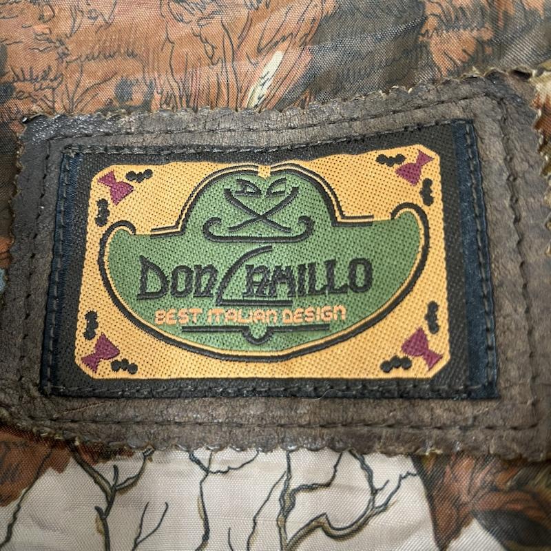 レザー レザー ジャケット、上着 レザージャケット Donemillo レザー ベスト ジッパー式 フロント 襟付き 総柄裏地 無地 茶 / ブラウン / brown メンズ USED 古着 中古 50160772