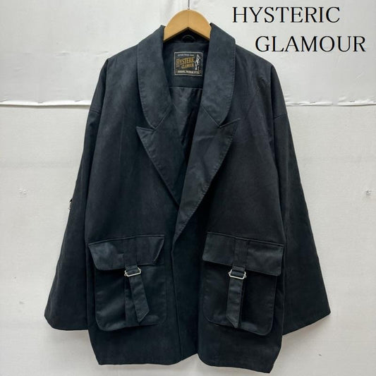 ヒステリックグラマー HYSTERIC GLAMOUR ジャケット、上着 ジャンパー、ブルゾン ピークドラペル ビッグ ジャケット スエード テーラード 01183AB10 FREE 黒 / ブラック / black メンズ USED 古着 中古 50160776