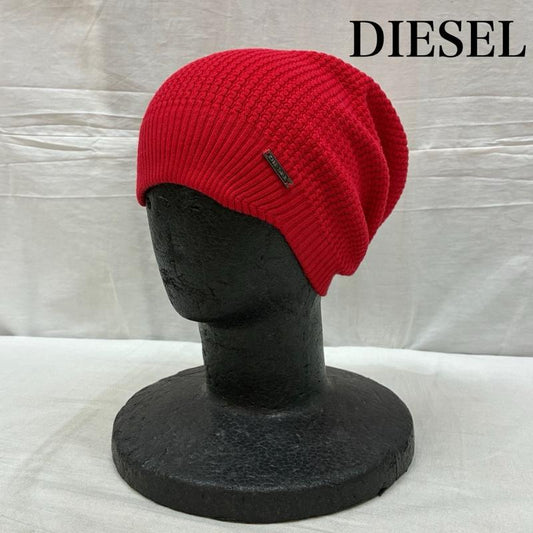 ディーゼル DIESEL 帽子 ニット帽 メタル ロゴ プレート コットン ビーニー ニット キャップ - メンズ USED 古着 中古 50160782