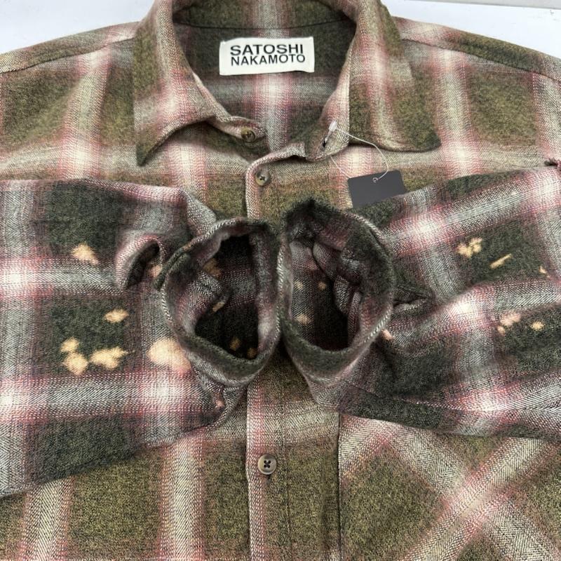 古着 USED シャツ、ブラウス 長袖 26SS SATOSHI NAKAMOTO PATCHWORK FLANNEL パッチワーク カットオフ フランネル チェック シャツ L 赤 / レッド / red X 緑 / グリーン / green X マルチカラー / マルチカラー / multicolor メンズ USED 古着 中古 50160805