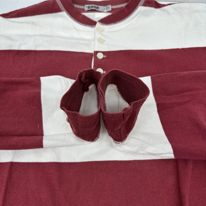 グッドイナフ GOODENOUGH Tシャツ 長袖 90s ヘンリーネック ボーダー ロンT M 白 / ホワイト / white X 赤 / レッド / red メンズ USED 古着 中古 50160808