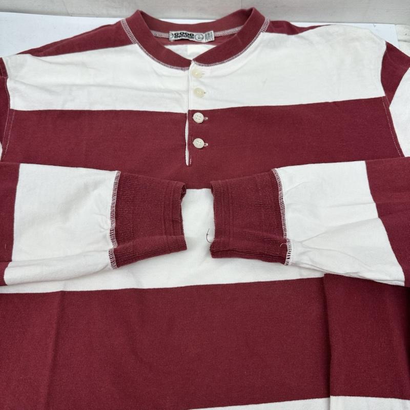 グッドイナフ GOODENOUGH Tシャツ 長袖 90s ヘンリーネック ボーダー ロンT M 白 / ホワイト / white X 赤 / レッド / red メンズ USED 古着 中古 50160808