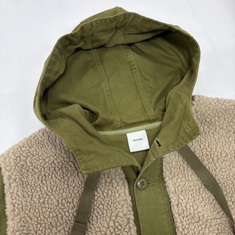 スピック＆スパン Spick & Span ジャケット、上着 ジャンパー、ブルゾン 19AW ミリタリー ボアミックス ブルゾン ドッキング ジャケット フード FREE 無地 カーキ / カーキ / khaki X ベージュ / ベージュ / beige レディース USED 古着 中古 50160818
