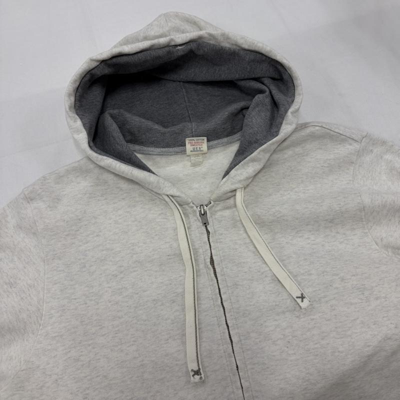 ウエス UES パーカー 長袖 フルジップ スウェット パーカー ジップアップ 3 無地 アイボリー / アイボリー / X 灰 / グレー / gray メンズ USED 古着 中古 50160820
