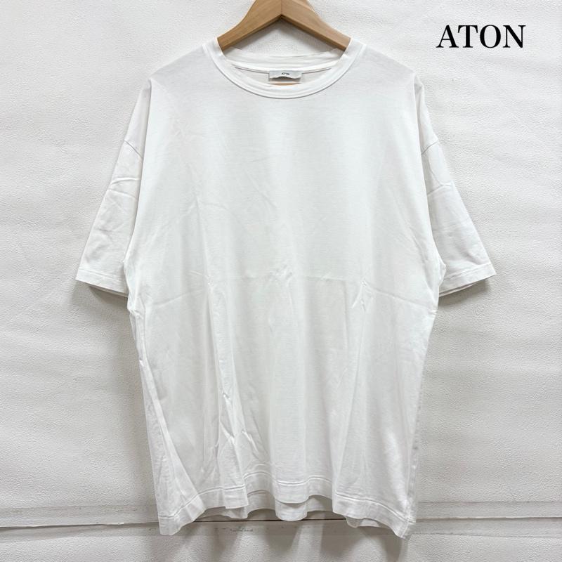 エイトン ATON Tシャツ 半袖 半袖 クルーネック 無地 Tシャツ オンワード樫山 4 無地 白 / ホワイト / white レディース USED 古着 中古 50160824