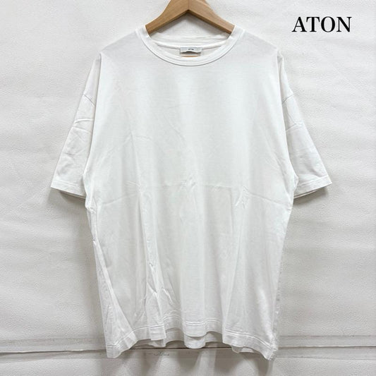 エイトン ATON Tシャツ 半袖 半袖 クルーネック 無地 Tシャツ オンワード樫山 4 無地 白 / ホワイト / white レディース USED 古着 中古 50160824