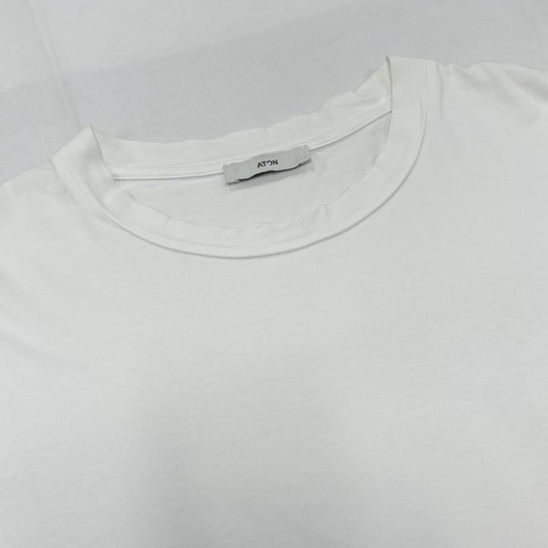 エイトン ATON Tシャツ 半袖 半袖 クルーネック 無地 Tシャツ オンワード樫山 4 無地 白 / ホワイト / white レディース USED 古着 中古 50160824