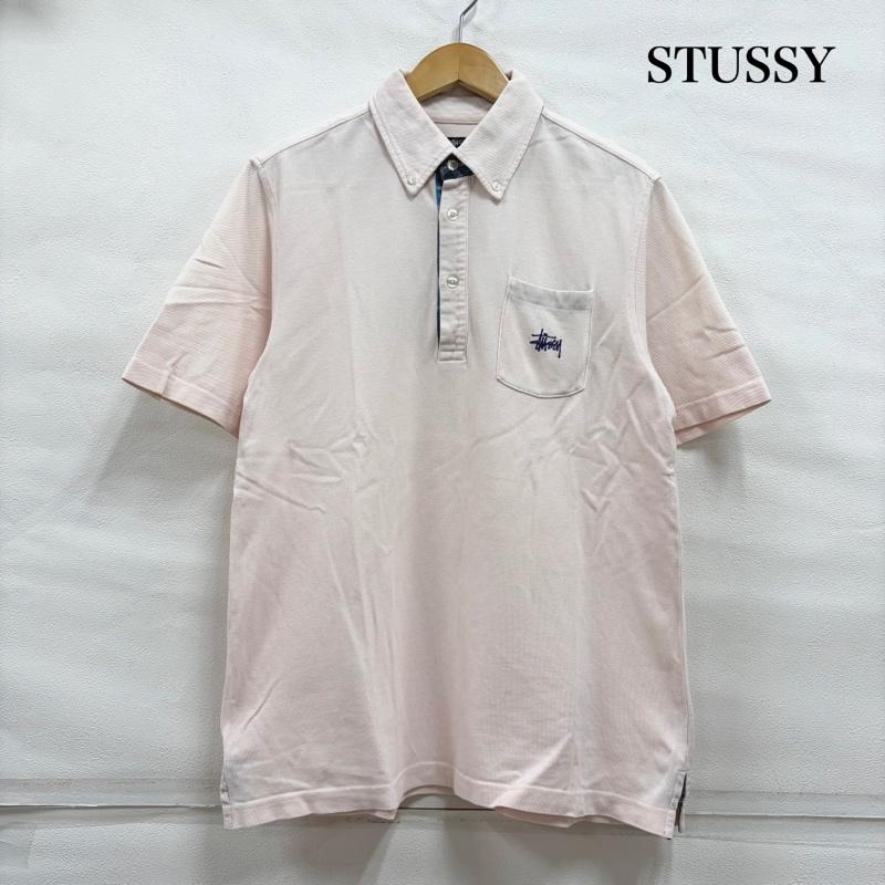 ステューシー STUSSY ポロシャツ 半袖 OLD 半袖 ポケット ロゴ 刺繍 ポロシャツ L ワンポイント X ロゴ、文字 X 刺繍 桃 / ピンク / pink X 紺 / ネイビー / navy メンズ USED 古着 中古 50160830