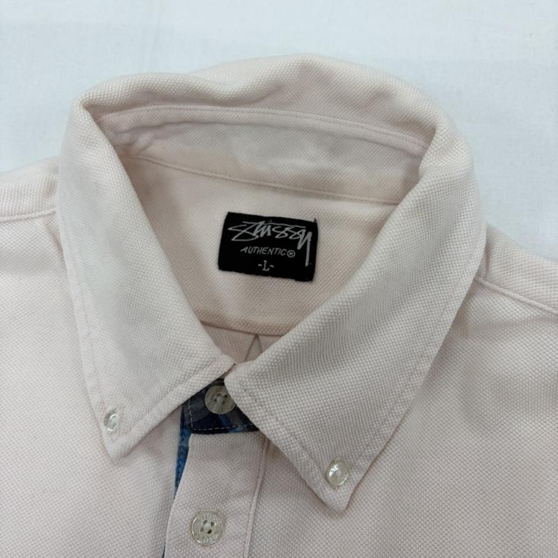 ステューシー STUSSY ポロシャツ 半袖 OLD 半袖 ポケット ロゴ 刺繍 ポロシャツ L ワンポイント X ロゴ、文字 X 刺繍 桃 / ピンク / pink X 紺 / ネイビー / navy メンズ USED 古着 中古 50160830