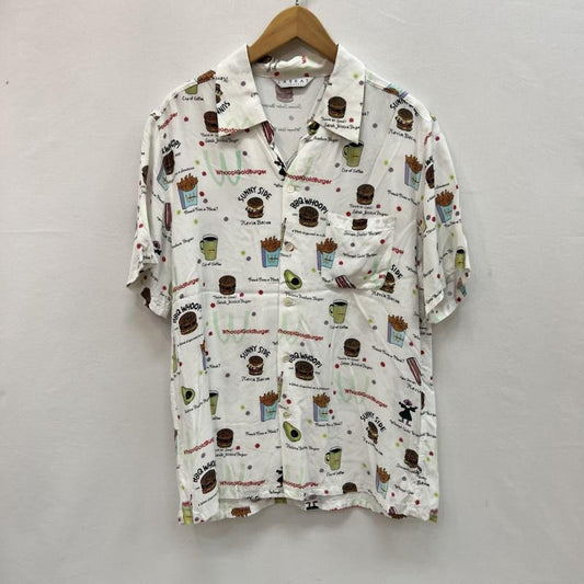 ラブラット LABRAT シャツ、ブラウス 半袖 ハンバーガー柄 レーヨン アロハシャツ M 白 / ホワイト / white メンズ USED 古着 中古 50160842