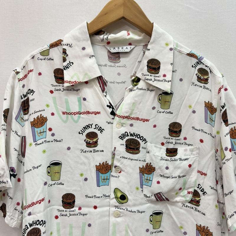 ラブラット LABRAT シャツ、ブラウス 半袖 ハンバーガー柄 レーヨン アロハシャツ M 白 / ホワイト / white メンズ USED 古着 中古 50160842