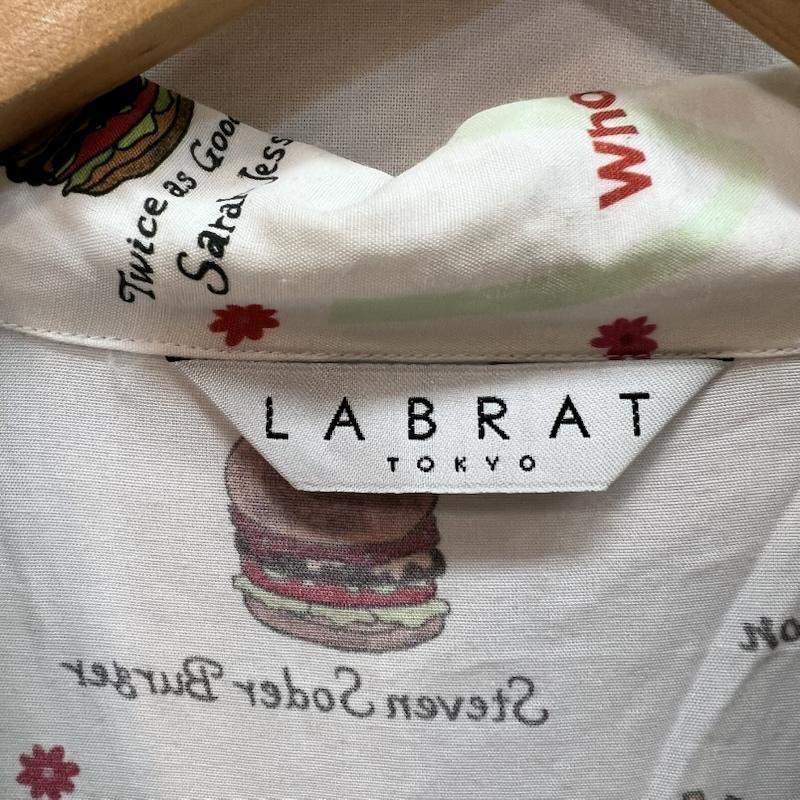 ラブラット LABRAT シャツ、ブラウス 半袖 ハンバーガー柄 レーヨン アロハシャツ M 白 / ホワイト / white メンズ USED 古着 中古 50160842