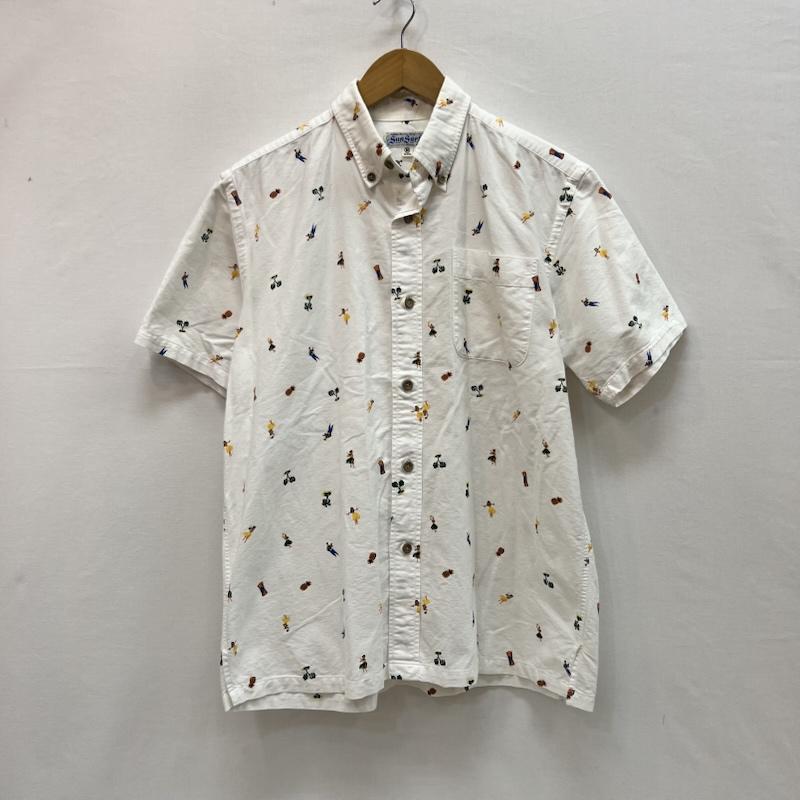 サンサーフ SUN SURF シャツ、ブラウス 半袖 ハワイアン フラガール プリント ボタンダウンシャツ SS31736 M 白 / ホワイト / white メンズ USED 古着 中古 50160847