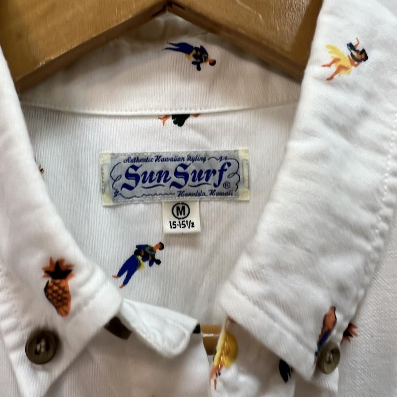 サンサーフ SUN SURF シャツ、ブラウス 半袖 ハワイアン フラガール プリント ボタンダウンシャツ SS31736 M 白 / ホワイト / white メンズ USED 古着 中古 50160847