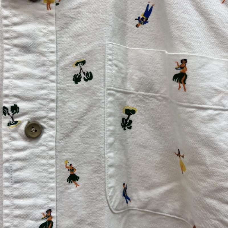 サンサーフ SUN SURF シャツ、ブラウス 半袖 ハワイアン フラガール プリント ボタンダウンシャツ SS31736 M 白 / ホワイト / white メンズ USED 古着 中古 50160847