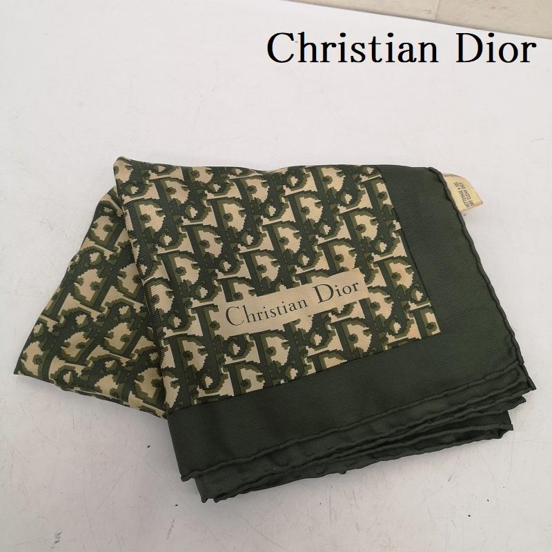 クリスチャンディオール Christian Dior ファッション小物 スカーフ、ポケットチーフ ヴィンテージ トロッター柄 大判 スカーフ シルク - 緑 / グリーン / green レディース USED 古着 中古 50160856