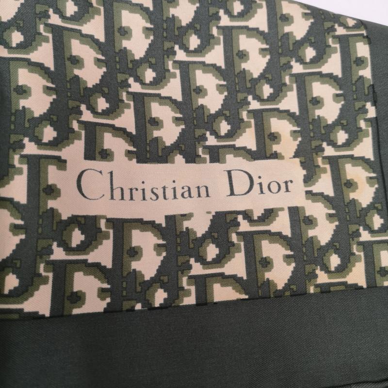 クリスチャンディオール Christian Dior ファッション小物 スカーフ、ポケットチーフ ヴィンテージ トロッター柄 大判 スカーフ シルク - 緑 / グリーン / green レディース USED 古着 中古 50160856