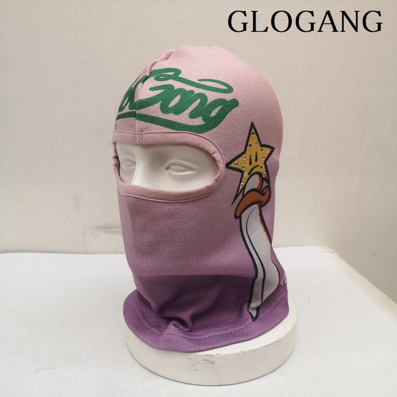 古着 USED 帽子 ニット帽 GLOGANG Death And Glory スキー マスク - 桃 / ピンク / pink X 紫 / パープル / purple メンズ USED 古着 中古 50160865