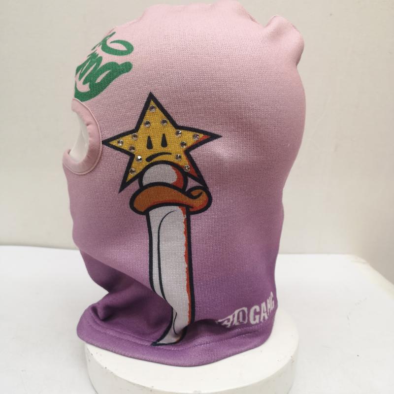 古着 USED 帽子 ニット帽 GLOGANG Death And Glory スキー マスク - 桃 / ピンク / pink X 紫 / パープル / purple メンズ USED 古着 中古 50160865