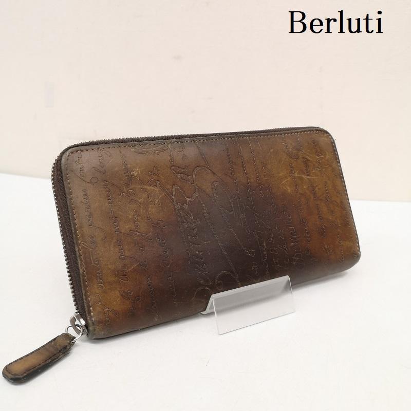 ベルルッティ Berluti 財布 長財布 イタウバ スクリット レザー ロング ジップウォレット 長財布 - 茶 / ブラウン / brown メンズ USED 古着 中古 50160875