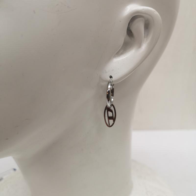 ディーゼル DIESEL アクセサリー ピアス D ロゴ フープ ピアス - 銀 / シルバー / silver color メンズ USED 古着 中古 50160881